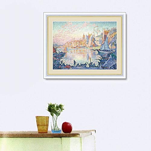 Amazon.co.jp: シニャック『サン=トロペの港』高精彩工芸画+手彩 風景